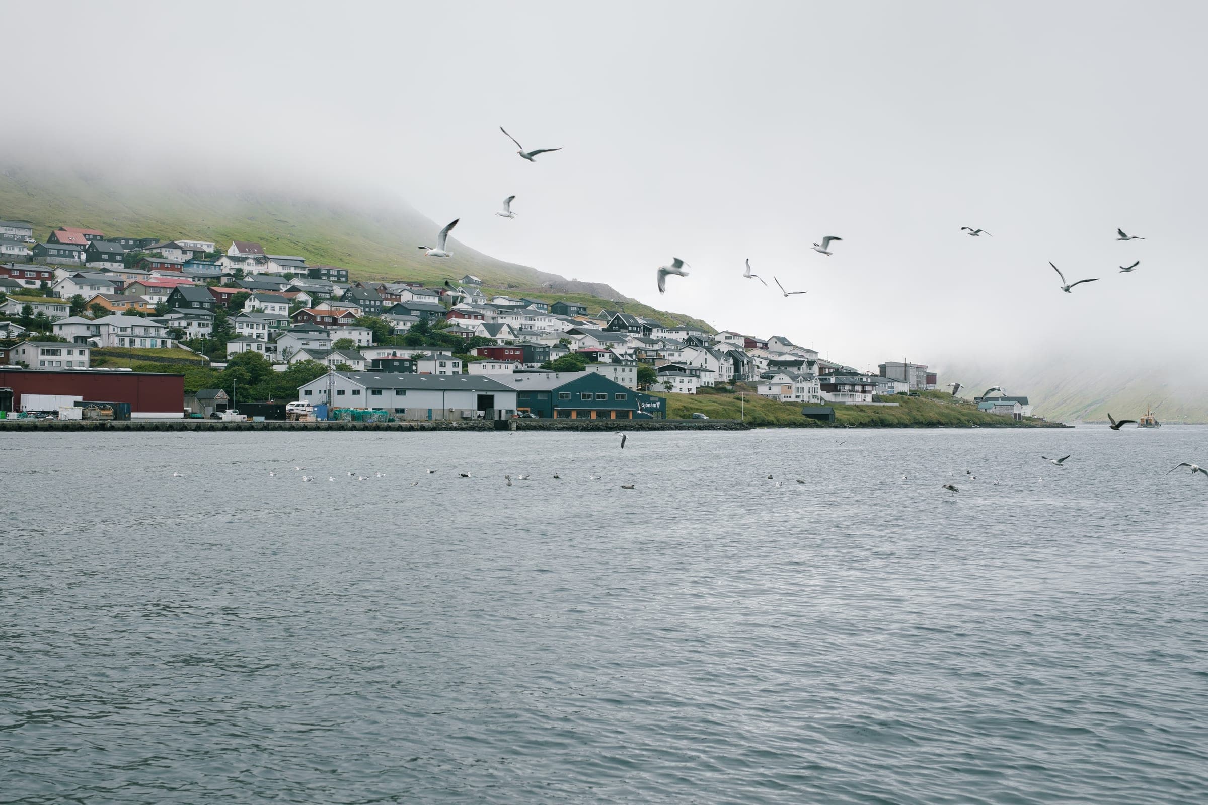 Aerial view of Faroese village